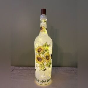 Decorated Wine Bottles, Sunflowers, Home Decor, Decoupage